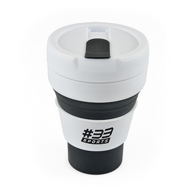 Image of Collapsible travel cup with black silicone body